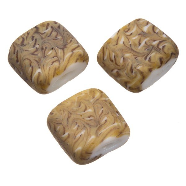 Wavy Matte Brown Square Glass Beads 18mm PK3 Wavy Matte Brown Square Glass Beads 18mm PK3