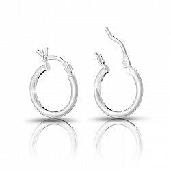 15mm 925 Sterling Silver Hinged Hoop Earrings Pack of 2