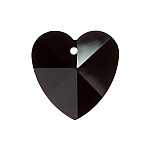 Crystal Faceted AAA Quality Black Heart Pendant 18x9mm