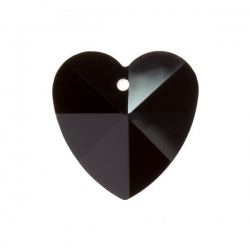 Crystal Faceted AAA Quality Black Heart Pendant 18x9mm