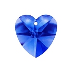 Crystal Faceted AAA Quality Blue Heart Pendant 18x9mm