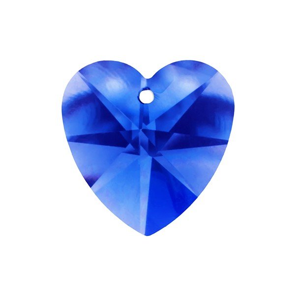 Crystal Faceted AAA Quality Blue Heart Pendant 18x9mm