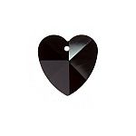 Crystal Faceted AAA Quality Black Heart Pendant 14x7mm