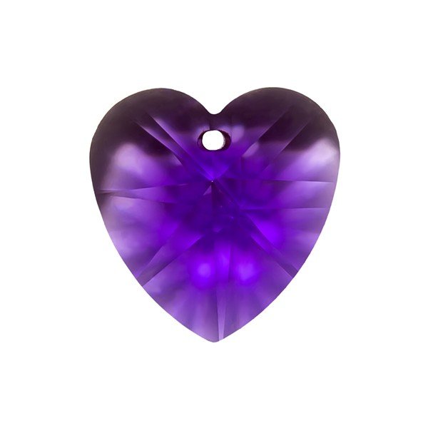 Crystal Faceted AAA Quality Violet Heart Pendant 18x9mm