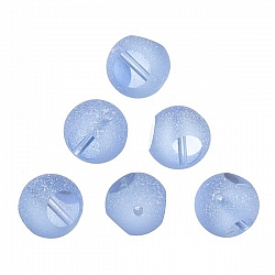 Frosted Trans. Sliced Blue Round Glass Beads 12mm PK6