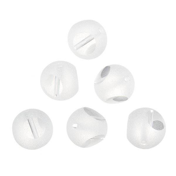 Frosted Trans. Sliced Clear Round Glass Beads 12mm PK6