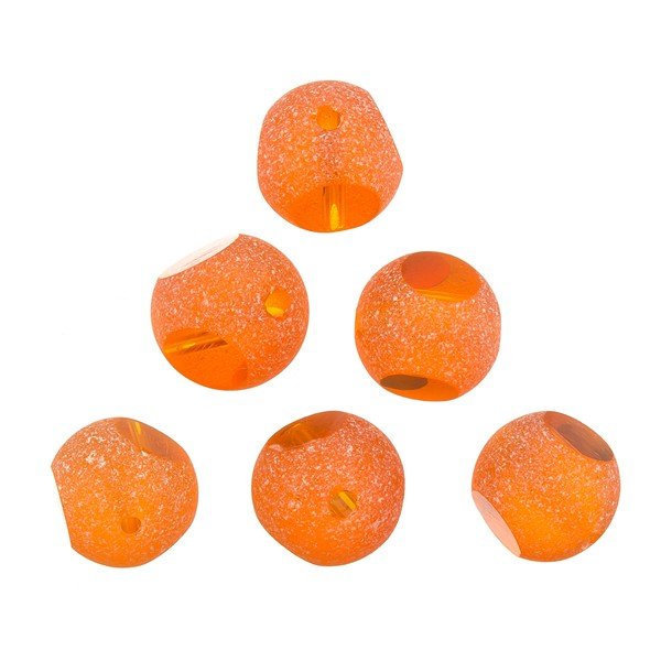 Frosted Trans. Sliced Orange Round Glass Beads 12mm PK6
