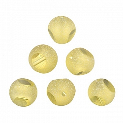 Frosted Trans. Sliced Yellow Round Glass Beads 12mm PK6