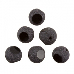 Frosted Opaque Sliced Black Round Glass Beads 12mm PK6