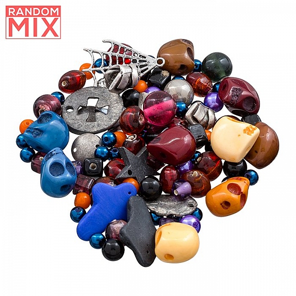 Glass Acrylic Bone Metal Beads Mix Spooky Skull (100g)