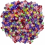 Alphabet Letter Mixed Cube Coloured Acrylic Beads 100g