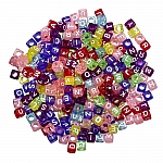 Alphabet Letter Mixed Cube Coloured Acrylic Beads 50g