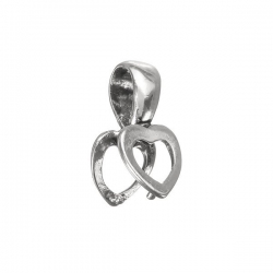 Open Heart Pendant Pinch Bail 925 Sterling Silver 16mm