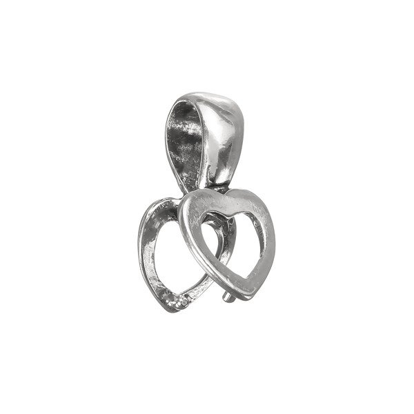 Open Heart Pendant Pinch Bail 925 Sterling Silver 16mm