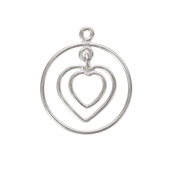 Round Wire Heart Pendant 925 Sterling Silver 20mm (PK1)