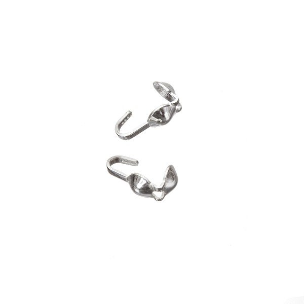 Sterling Silver Necklace End Bead Tip Calottes 8x4mm PK2