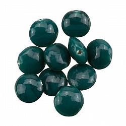 Disc Shape Dark Green Smartie Glass Beads 12x6mm PK10