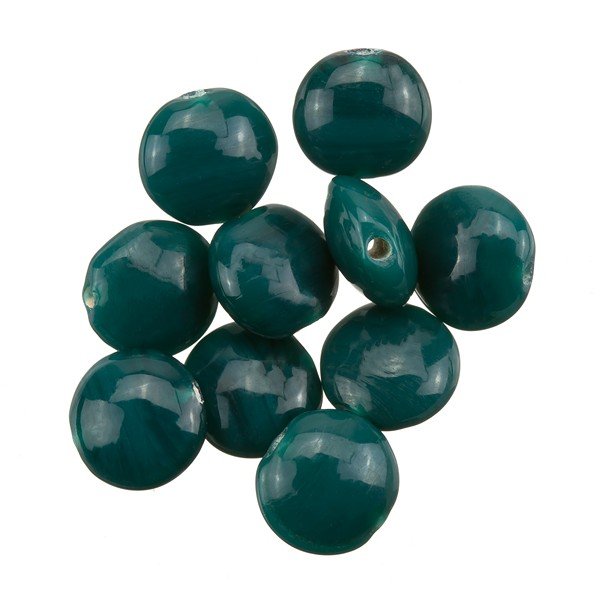Disc Shape Dark Green Smartie Glass Beads 12x6mm PK10