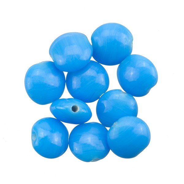 Blue Opaque Smartie Disc Shape Glass Beads 12x6mm PK10