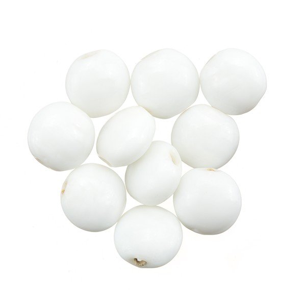 Smartie Shape Shiny White Disc Glass Beads 12x6mm PK10
