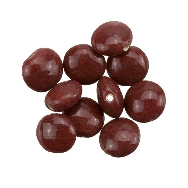 Disc Shape Dark Red Smartie Glass Beads 12x6mm PK10