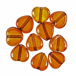 Lustred Heart Orange Glass Charm Pendants 12mm PK10