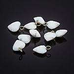Opaque Heart White Glass Charm Pendants 12mm PK10