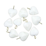 Opaque Heart White Glass Charm Pendants 12mm PK10