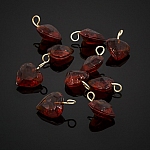 Transparent Heart Brown Glass Charm Pendants 12mm PK10