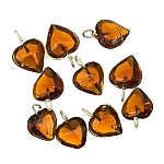 Transparent Heart Brown Glass Charm Pendants 12mm PK10