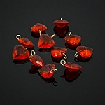 Transparent Heart Orange Glass Charm Pendants 12mm PK10