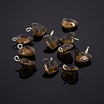 Transparent Heart Grey Glass Charm Pendants 12mm PK10