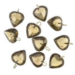 Transparent Heart Grey Glass Charm Pendants 12mm PK10