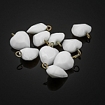 Opaque Heart White Glass Charm Pendants 15mm PK10