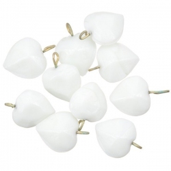 Opaque Heart White Glass Charm Pendants 15mm PK10