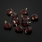 Transparent Brown Glass Heart Charm Pendants 15mm PK10