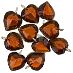 Transparent Brown Glass Heart Charm Pendants 15mm PK10