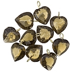 Transparent Grey Glass Heart Charm Pendants 15mm PK10