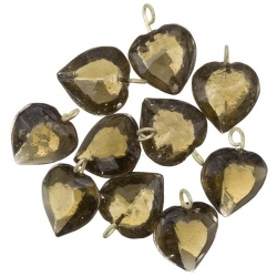 Transparent Grey Glass Heart Charm Pendants 15mm PK10