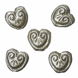 Enamelled Heart Beige Pattern Metal Beads 15mm (PK5)