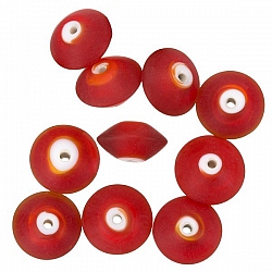 Donut Shape Matt Frosted Red Glass Beads 16mm PK10