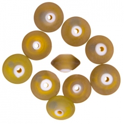 Handmade Donut Shape Matte Yellow Glass Beads 16mm PK10