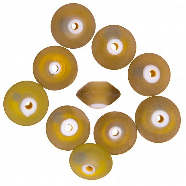 Handmade Donut Shape Matte Yellow Glass Beads 16mm PK10