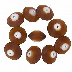 Donut Shape Matt Frosted Brown Glass Beads 16mm PK10