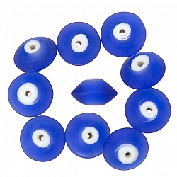 Donut Shape Matt Frosted Dark Blue Glass Bead 16mm PK10