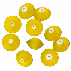 Donut Shape Matt Frosted Yellow Glass Beads 16mm PK10