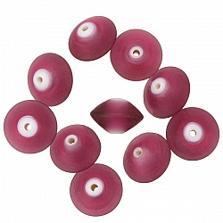 Donut Shaped Matt Frosted Pink Glass Beads 16mm PK10