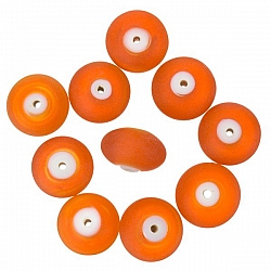 Donut Shape Matt Frosted Orange Glass Beads 16mm PK10