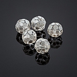 Grey Hand Painted Spotted 14mm Faceted Glass Beads PK5