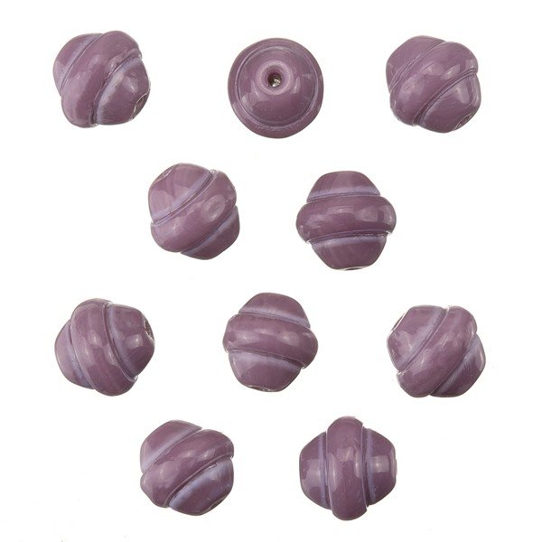 Fancy Saturn Violet Round Glass Beads 10mm (PK10)